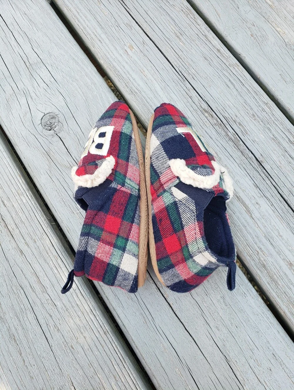 Dearfoams Lil Bear kid's Plaid Slippers Size 9-10
